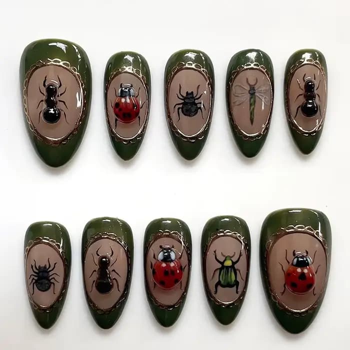 24 pièces longues amande presse sur ongles Anime modèle couverture complète ongles conseils ornement