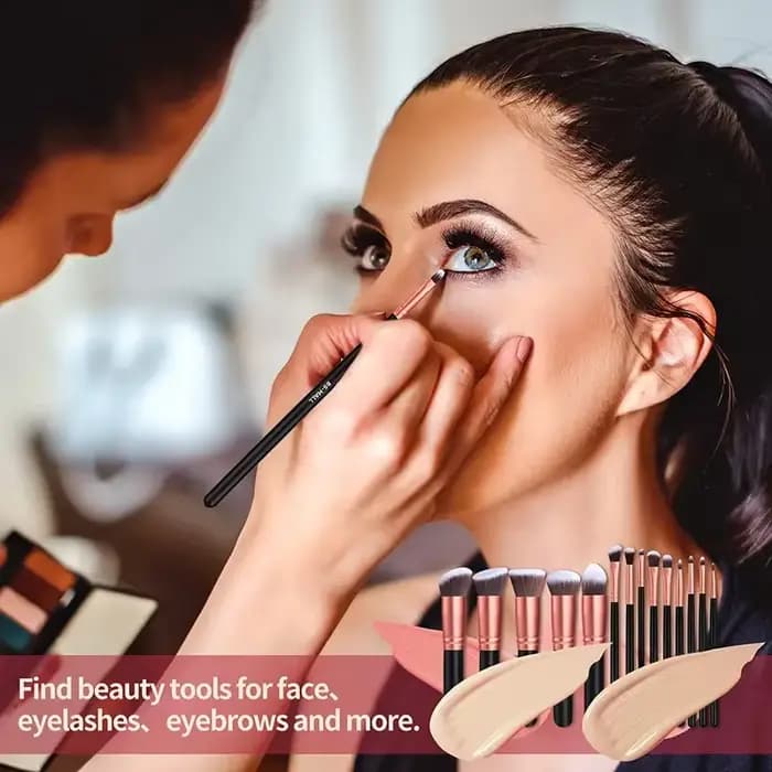 Ensemble de 14 pinceaux de maquillage professionnels pour fond de teint, fard à paupières, anticerne