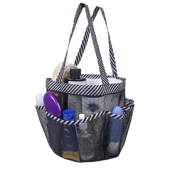 Trousse de toilette rayée unisexe, trousse de toilette pliable en maille, sac de bain Portable multi