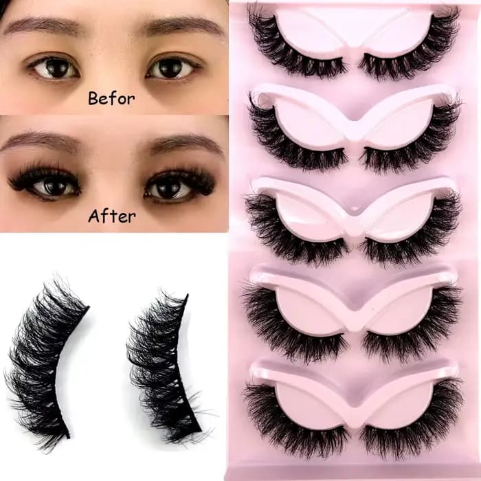 Faux cils de vison de chat et de renard, 5 paires, extrémités ailées, longs cils allongés, doux, nat