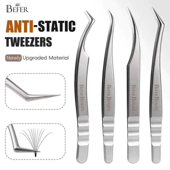 Pincettes antistatiques pour Extension de cils, pincettes professionnelles de Volume de haute précis