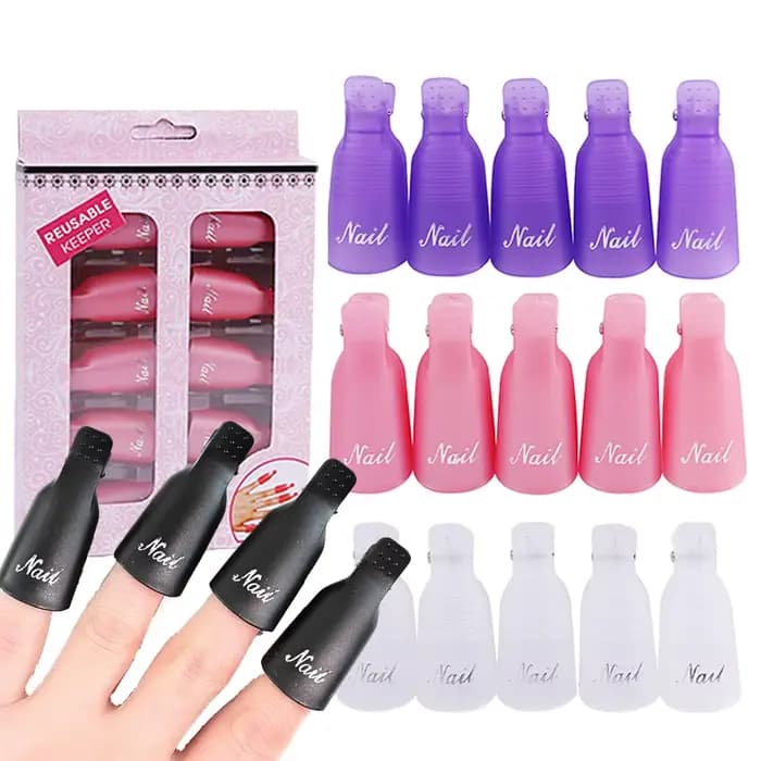 Clips dissolvant de vernis Gel UV, 10 pièces/boîte, Clips colorés en acrylique pour Nail Art, capuch
