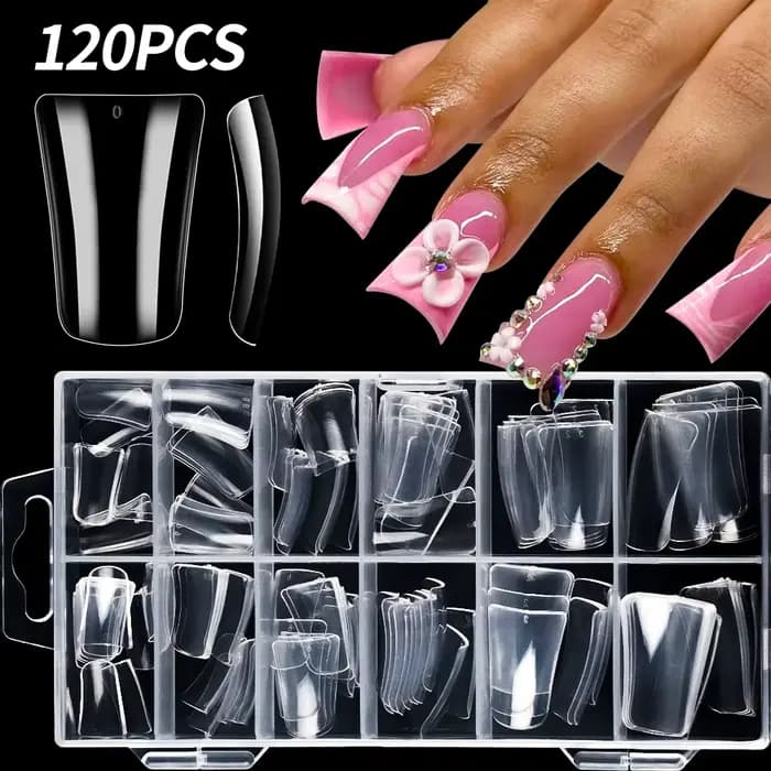 Faux ongles en forme de canard, demi-couverture, transparents/naturels, à pression, Y2K, Extension d