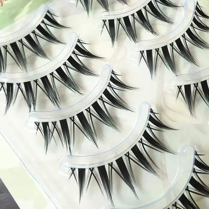 Faux cils naturels longs œil de chat, extension de cils manga faits à la main, bande croisée, maquil