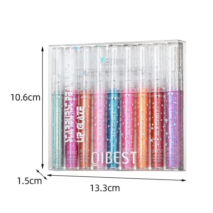 QIBEST – Kits de brillants à lèvres 9 couleurs, longue tenue, pailletés, hydratants, lumineux, maqui