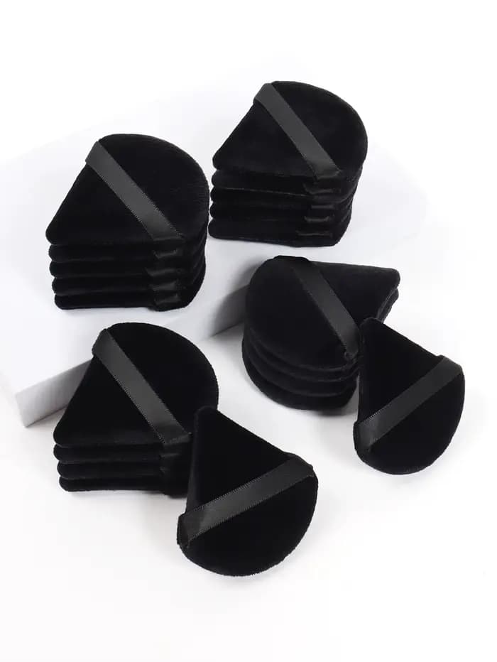 Triangle noir bouffée de poudre éponge de maquillage pour le visage doux velours cosmétiques bouffée