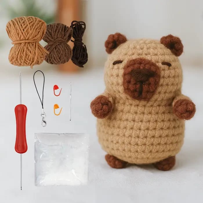 Kit de crochet capybara et tortue, ensemble de kit de crochet animal mignon pour débutant, ensemble 