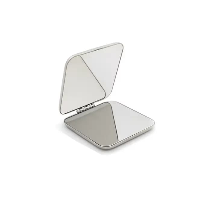 Miroir de maquillage Portable en acier inoxydable pour femmes, 1 pièce, poche à main, côté plié, cos