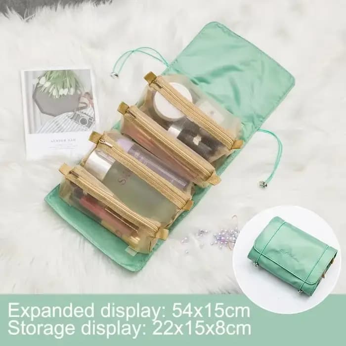 Grand sac à cosmétiques de voyage pour femmes, organisateur de maquillage en cuir, trousse de toilet
