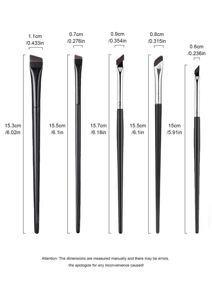 1 lot de 5 pinceaux de maquillage, brosse à Eyeliner à lame, paupière inférieure à tête plate, bross