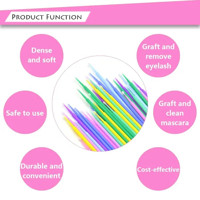 Microbrosse jetable pour Extension de cils, 50/100 pièces, tampon individuel pour enlever les cils, 