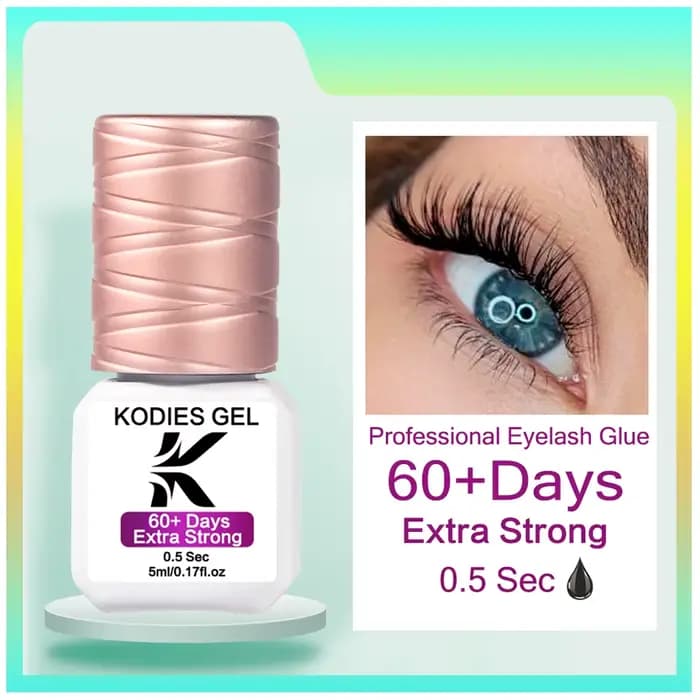 KODIES GEL-Colle à Cils Professionnelle, 0.5 Sec, Rétrégissant de Bain Supplémentaire, Imperméable, 