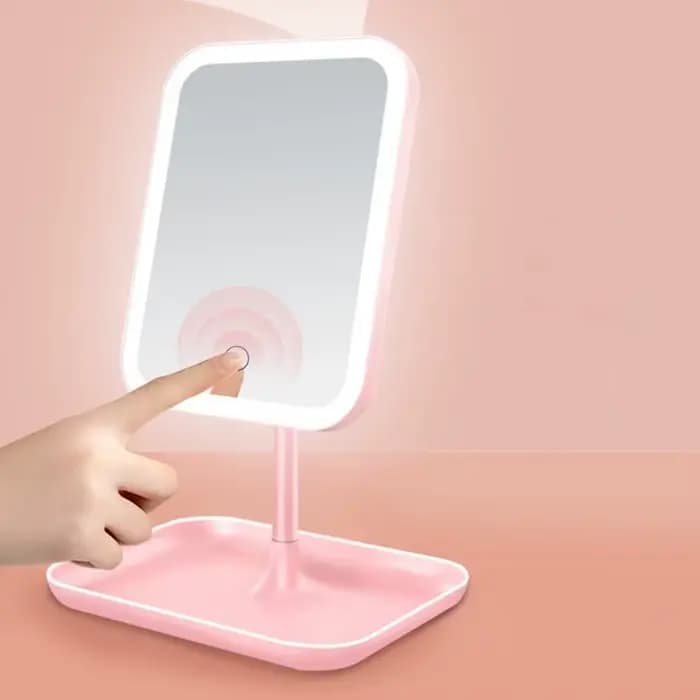 Miroir cosmétique LED rotatif avec lumière à trois couleurs à intensité variable, éclairer votre bea