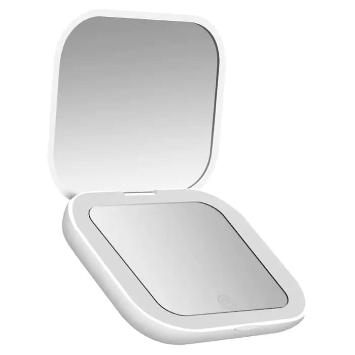 Miroir compact avec éclairage, grossissement 1X/2X, miroir de maquillage portable pliable de poche L