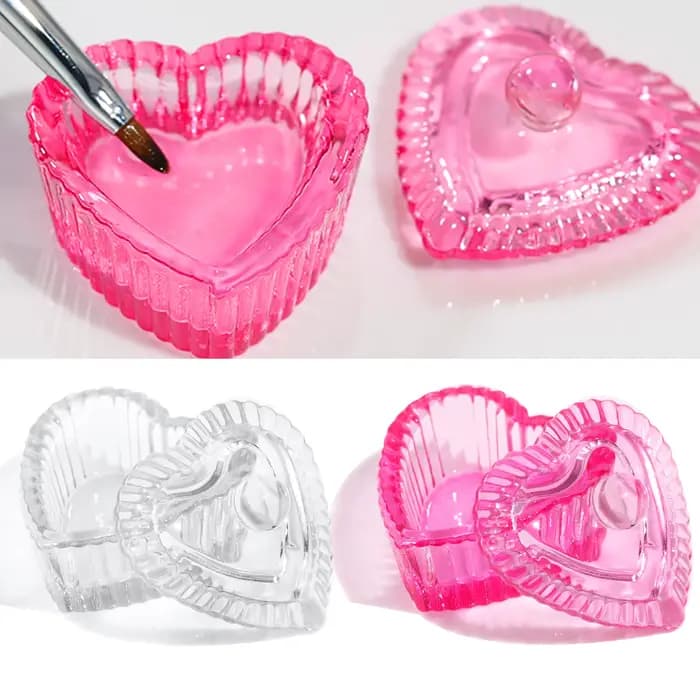 Plat Dappen en verre cristal rose, 1 pièce, poudre acrylique, support de liquide, conteneur en forme