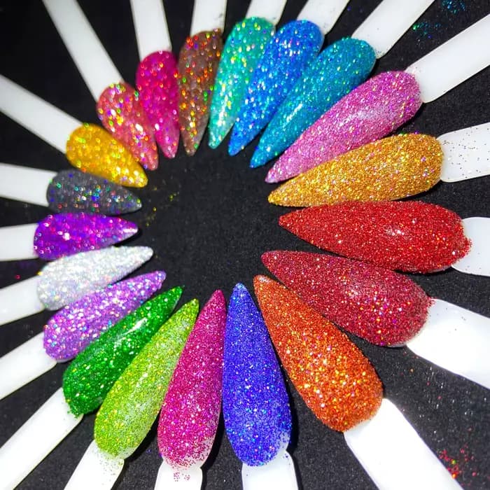 50g argent holographique paillettes poudre 0.2mm Laser argent/or Chrome poudre en vrac UV Gel vernis