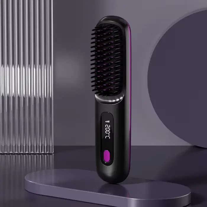 Brosse à lisser les cheveux avec écran LCD, sans fil, chargeur USB, Mini brosse à lisser Portable po