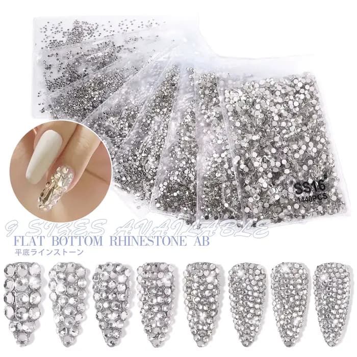 144/288/1440 pièces SS3-SS50 cristal AB clair Strass pour ongles Non correcteurs pierres à dos plat 