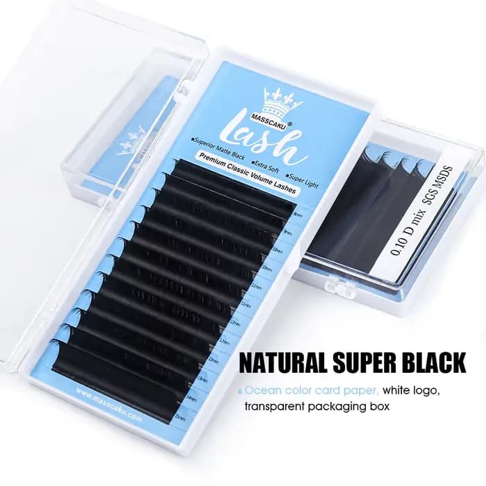 Extensions de cils classiques en vison, lot de 10 étuis, 12 rangées, boucles c/d, marque personnalis