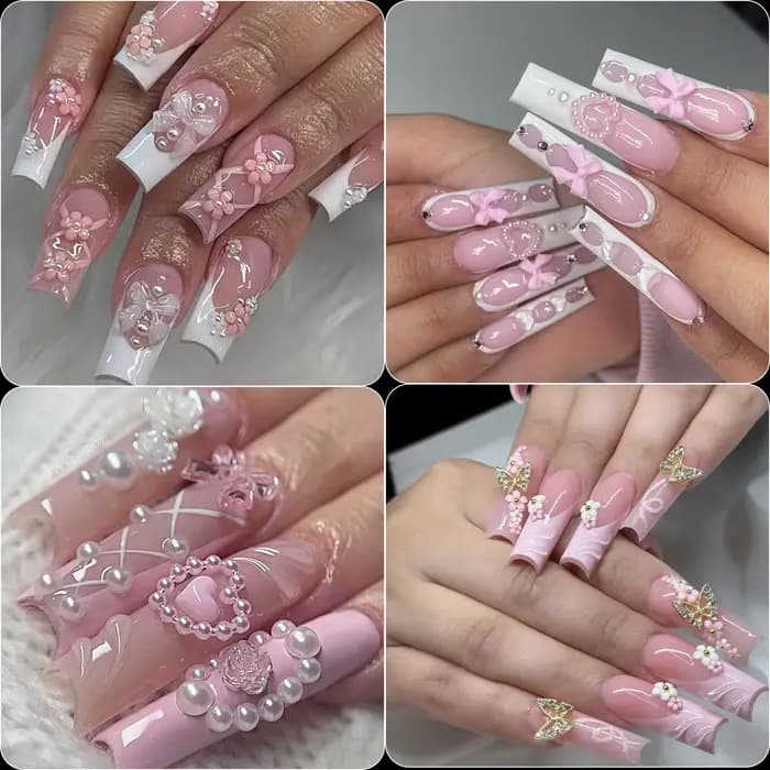 12 grilles mélangées de couleurs 3D, nœud en résine, perle, cœur, dos plat, diamant, décoration Nail
