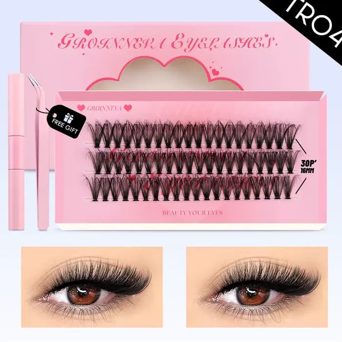 Lasvirey Kit de grappes de cils DIY, extensions de cils duveteux, plateau mixte, extensions de cils 