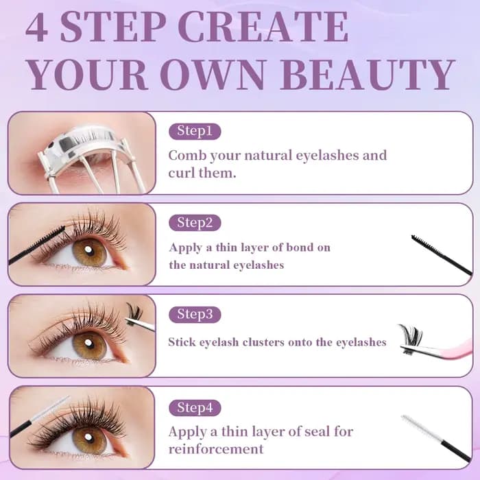 Mélange d'extensions de cils, bricolage, Styles, grappes de cils individuelles avec dissolvant de li
