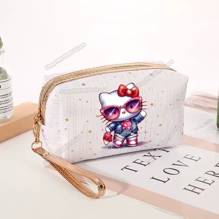 Sac à cosmétiques Hello Kitty, sac à maquillage pour femmes, sac à maquillage portable, petit sac à 