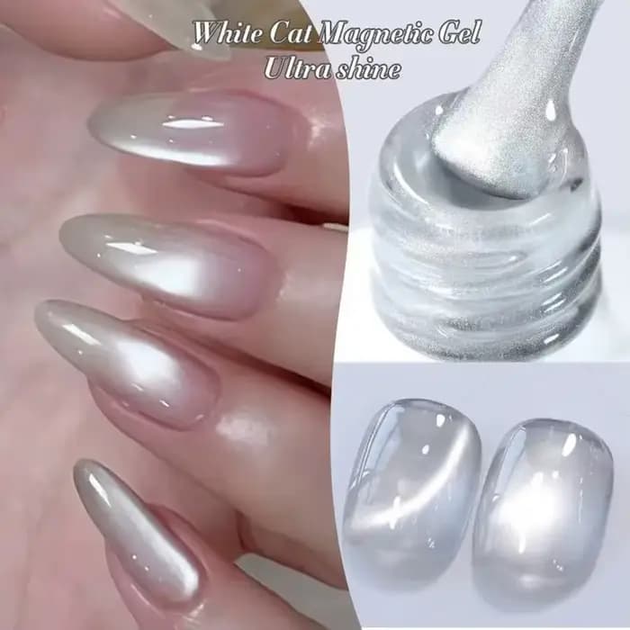 1-9 pièces TC Flow Light Vernis à ongles gel effet œil de chat blanc ultra brillant, gel UV à retire
