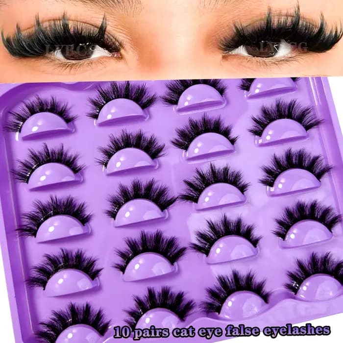 Nouveau 10 paires de faux cils naturels complets, cils épais et moelleux pour utilisation en fête, c
