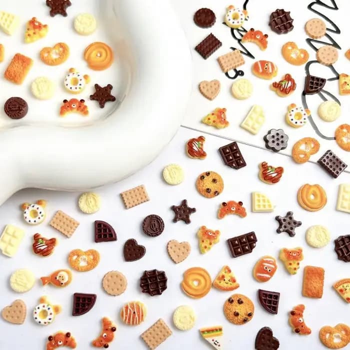 Ours créatif crème glacée chocolat Nail Art accessoires mignon simulé sourire Sandwich étoile Biscui