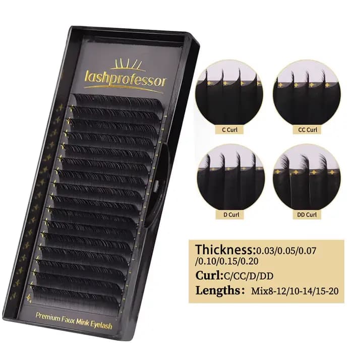 LASHPROFESSOR 10 plateaux/lot Extensions de cils 6-20mm Noir mat Faux cils individuels en cachemire 