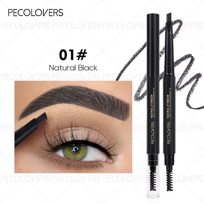Crayons à sourcils double extrémité Pecolover, imperméables, durables, noirs, gris, marron foncé, cr