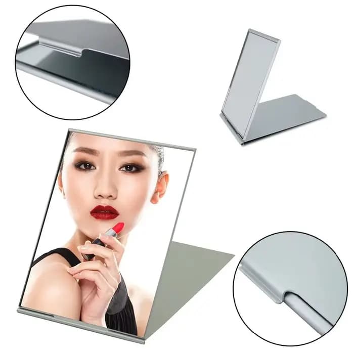 Mini miroir de poche pliable en aluminium, portable, maquillage, voyage, main, petit, vanité, pliabl