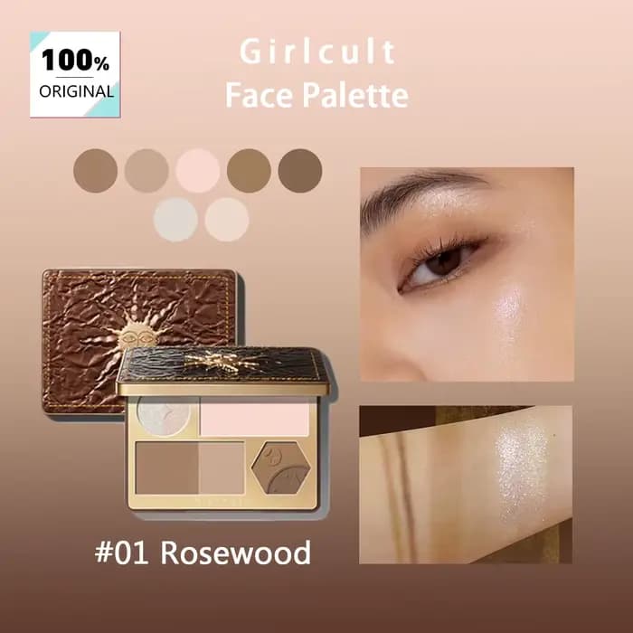Girlcult Face Palette 01 Palissandre, Palette de maquillage tout-en-un, Texture de poudre lisse, hau