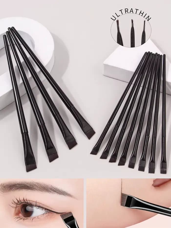 Lot de 12 pinceaux de maquillage : Pinceau eyeliner Scythe, Pinceau lame pour fard à paupières, Pinc