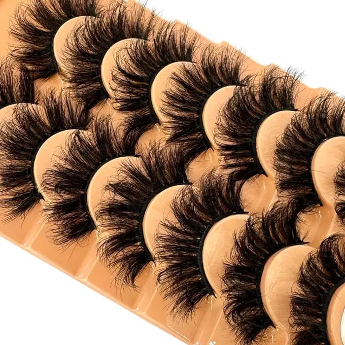 7 paires de cils en bande russe naturelle cils de vison moelleux 3D faux cils moelleux Volume cils f