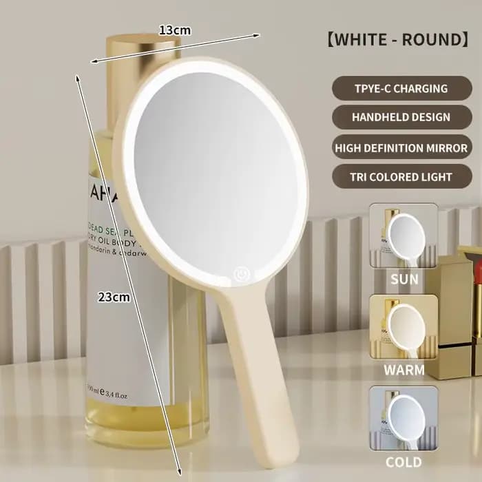Miroir de maquillage intelligent LED, 3 couleurs réglables, luminosité avec écran tactile, miroir co