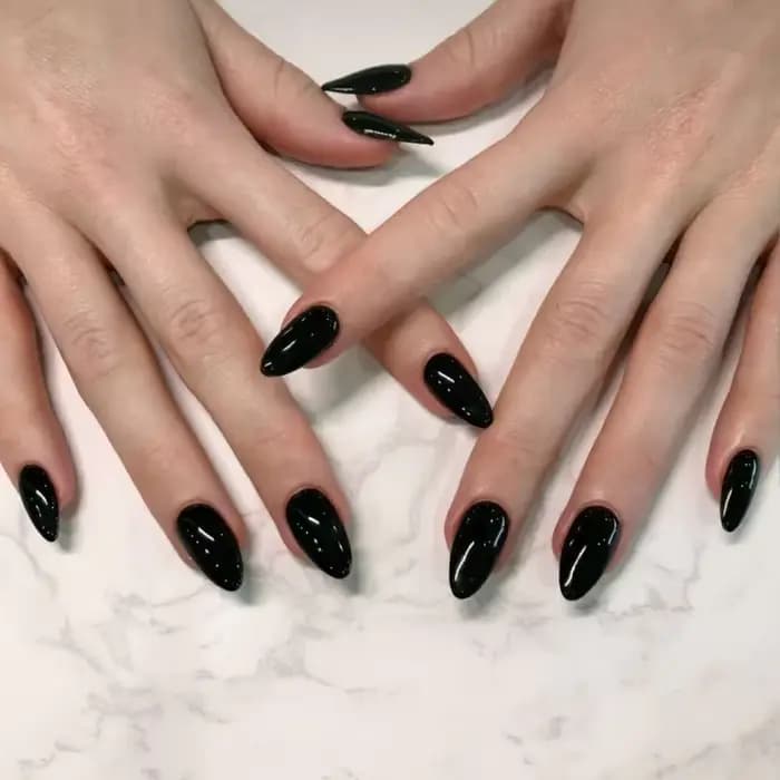24 faux ongles artificiels en acrylique noir, tête carrée, longs femmes de Ballet, amovibles, pointe