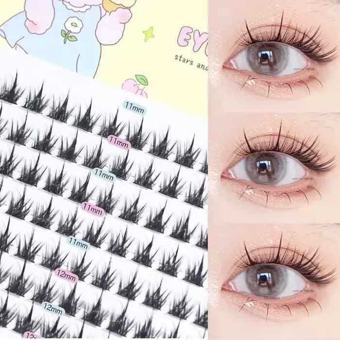 Cils segmentés de grande capacité, bande noire transparente, faux cils tournesol, Style féerique dou