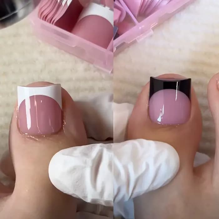 30 pièces pointes d'ongles carrées été français dégradé faux ongles d'orteil portable court carré pi