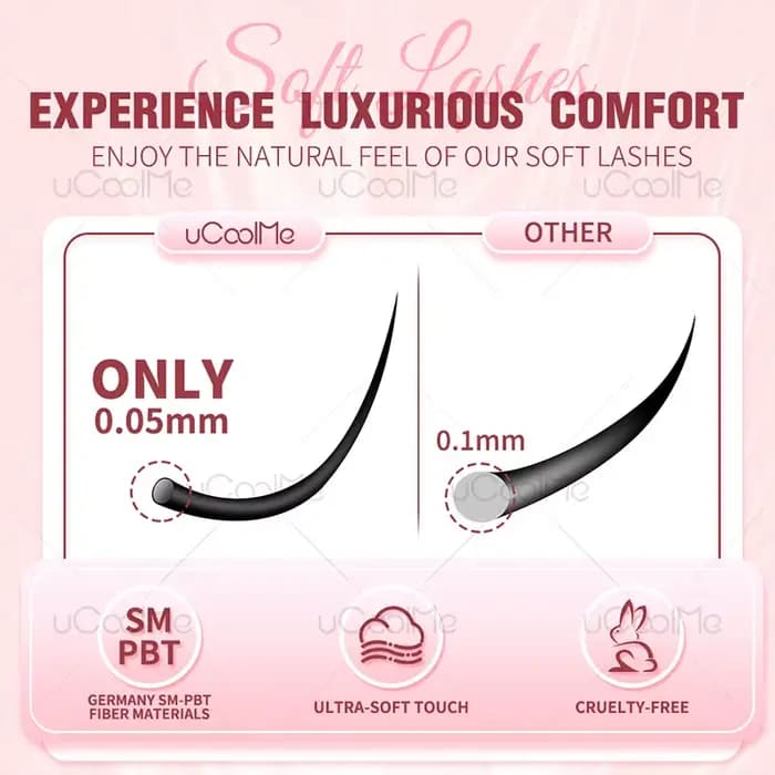UCoolMe cils marron flore 0.05mm D Curl naturel vaporeux et léger 8-16mm segmenté cils grappe bricol