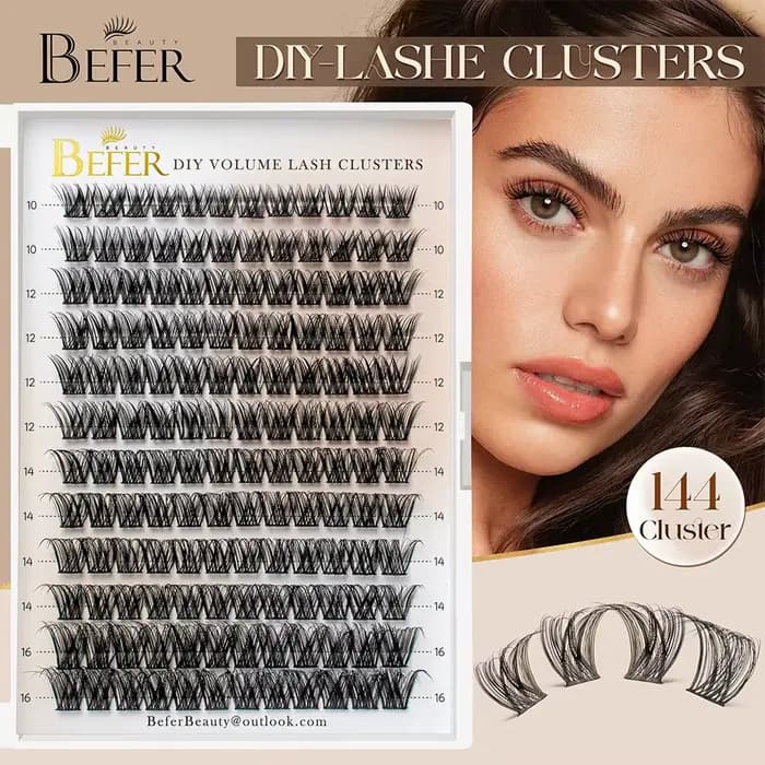 BEFER-Extensions de Faux-Cils Naturels Individuels, Volume Moelleux, Boucles D, DIY