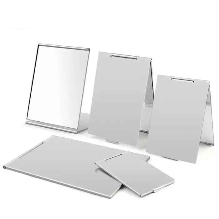 Mini miroir de poche pliable en aluminium, portable, maquillage, voyage, main, petit, vanité, pliabl