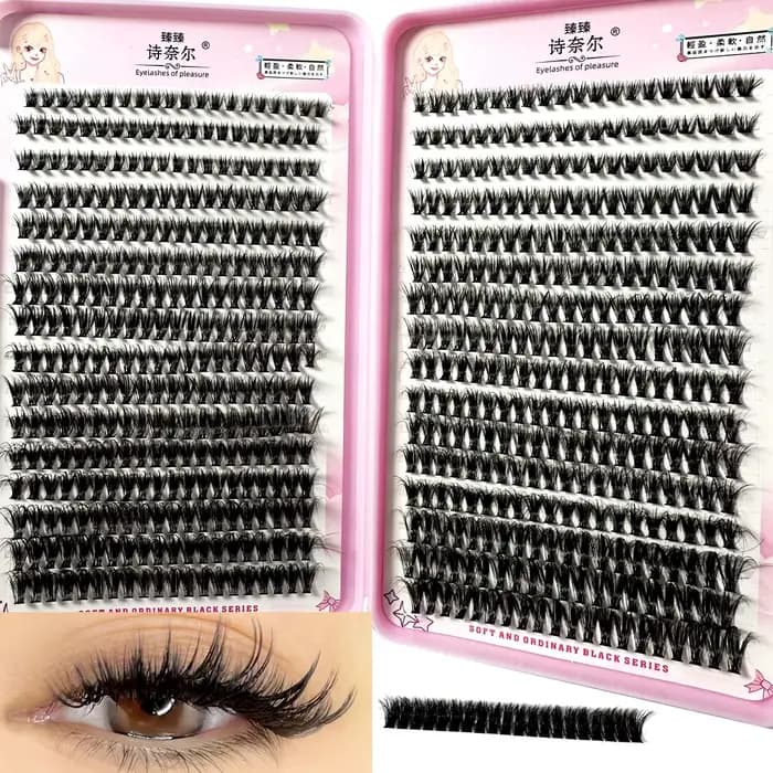 Grappes de faux cils 8D Fluffy Optics, 640 pièces, boucles D, contaminants, cils individuels, 8-16mm