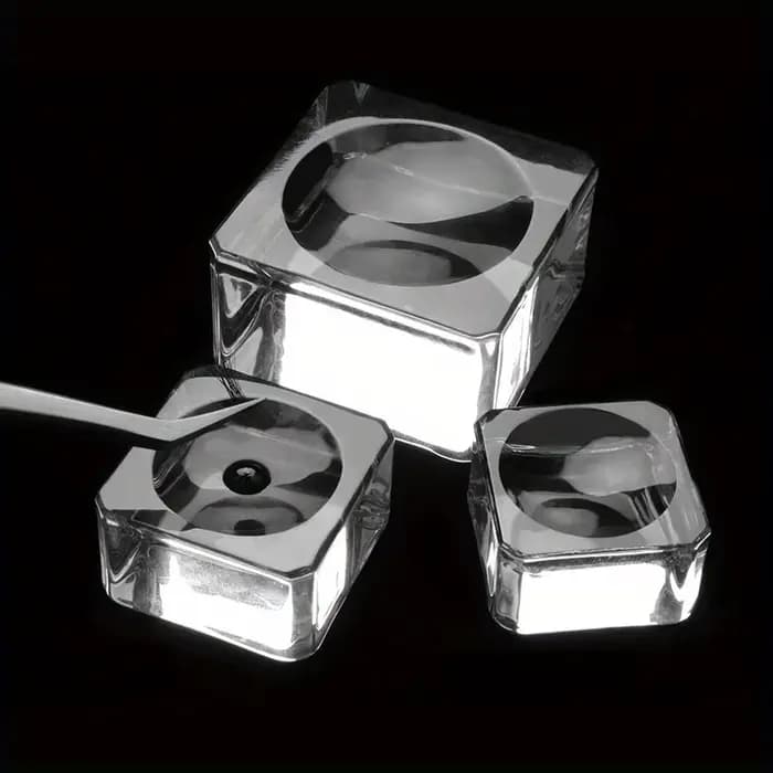 Joint carré en verre de cristal, support de faux cils, tampon de colle, 4 tailles, porte-colle, pale