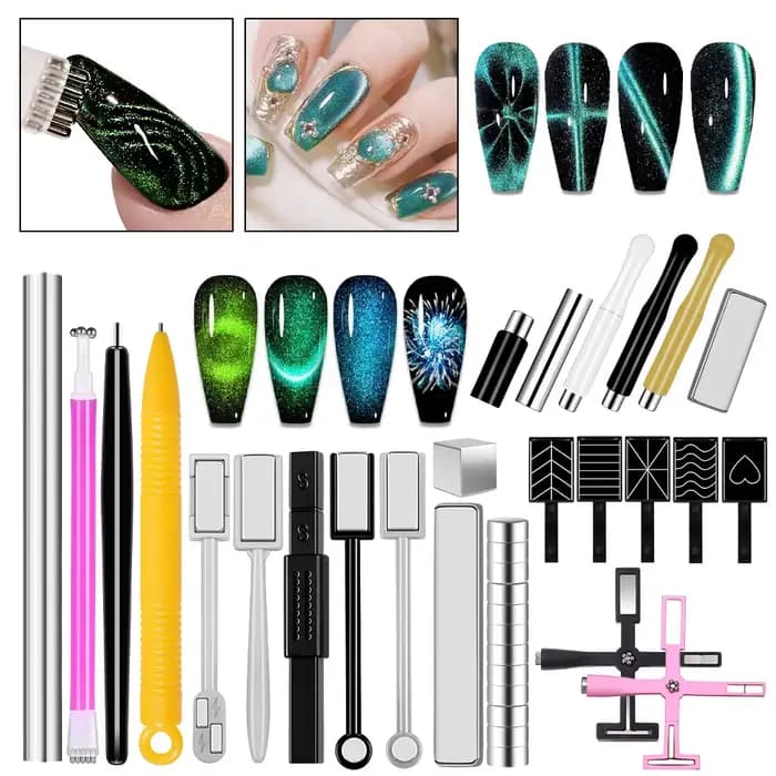 Ensemble de stylos baguette magnétique pour Nail Art, pour peinture sur Gel œil de chat 3D, baguette