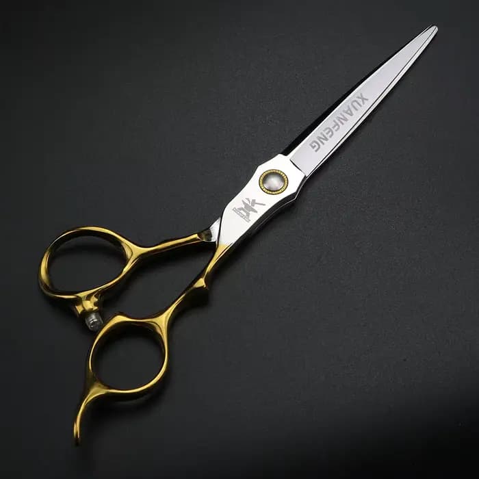 XUANFENG ciseaux à cheveux professionnels à poignée dorée 6.5 "440C ciseaux de coupe de barbier en a