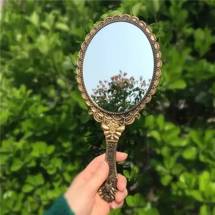 Miroir de vanité à main sculpté Vintage, miroir de maquillage pour Salon de SPA, miroir à main avec 