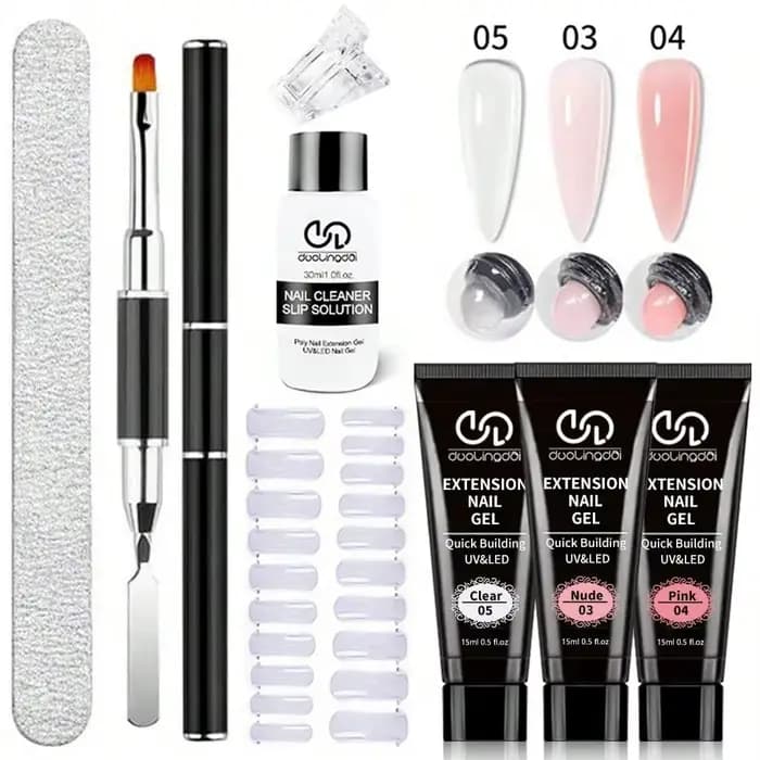 8 pièces/ensemble Poly Extension Gel ensemble Nail Art Polygels Kit clair blanc couleur ongles UV Ge