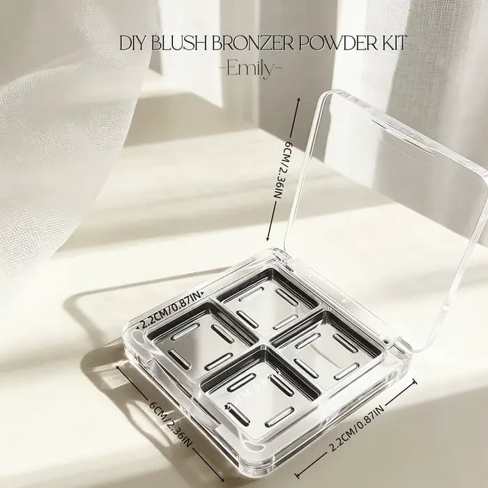 Palette de maquillage vide transparente carrée pour kit de pressage de rouge à lèvres et fards à pau